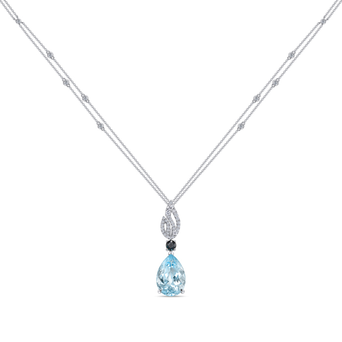 Колье с аквамарином, бриллиантами и сапфиром - фото 1