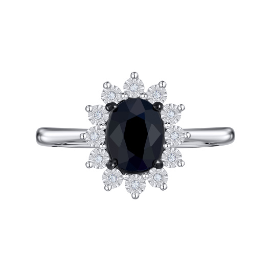 Кольцо с бриллиантами и цветными сапфирами