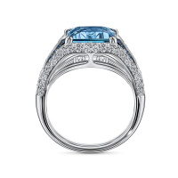 Кольцо с аквамарином, топазами, бриллиантами и сапфирами - фото 3 Кольцо с аквамарином, топазами, бриллиантами и сапфирами - фото 3