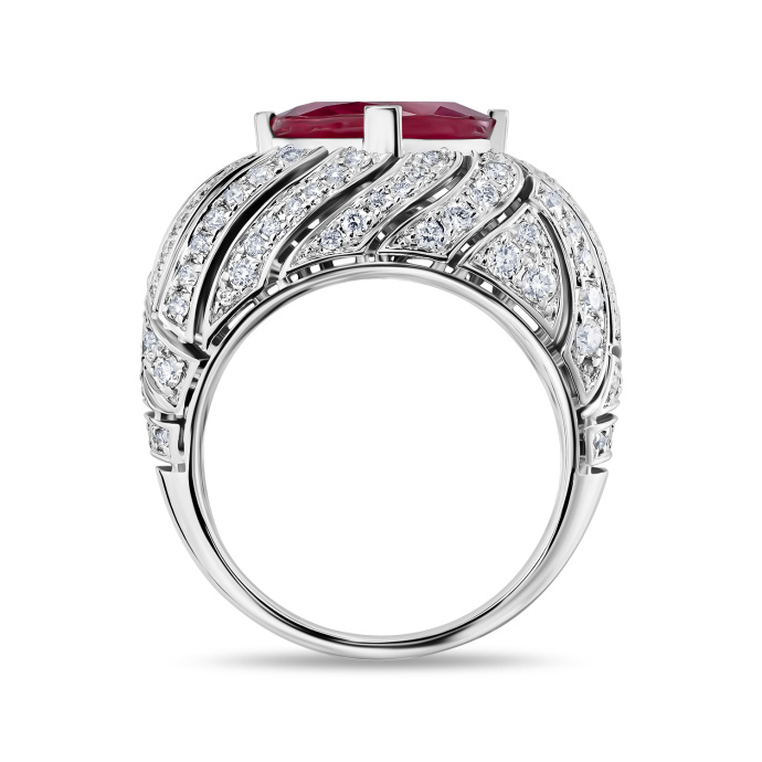 Кольцо с бриллиантами и рубеллитом - фото 2