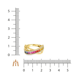 Кольцо с сапфирами, бриллиантами и цветными сапфирами