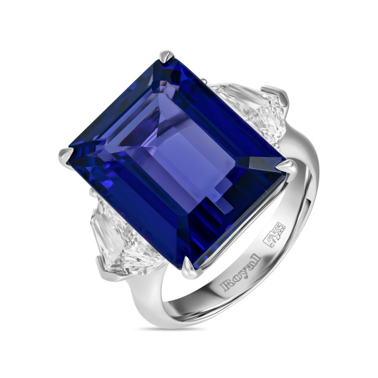 Кольцо с бриллиантами и танзанитом