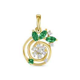 Подвеска с бриллиантами и изумрудами