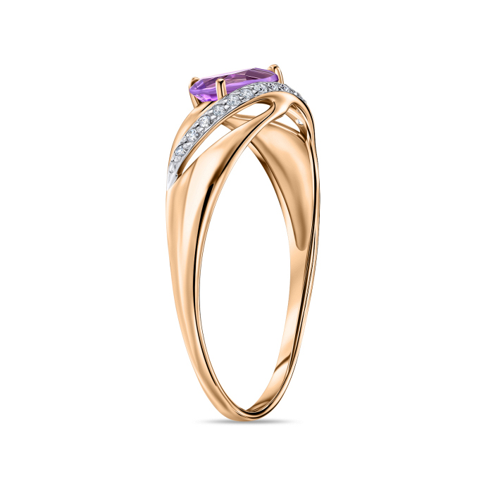 Кольцо с аметистом и фианитами - фото 2
