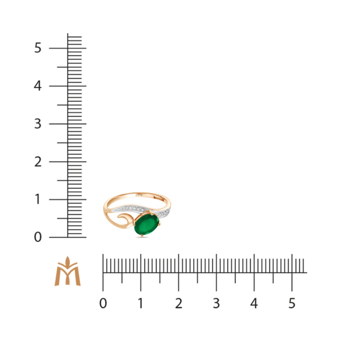 Кольцо с бриллиантами и изумрудом - фото 2