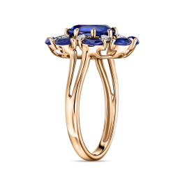 Кольцо с бриллиантами и кианитом