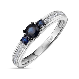 Кольцо с бриллиантами и сапфирами