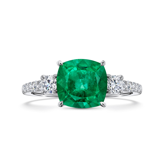 Кольцо с бриллиантами и изумрудом - фото 3