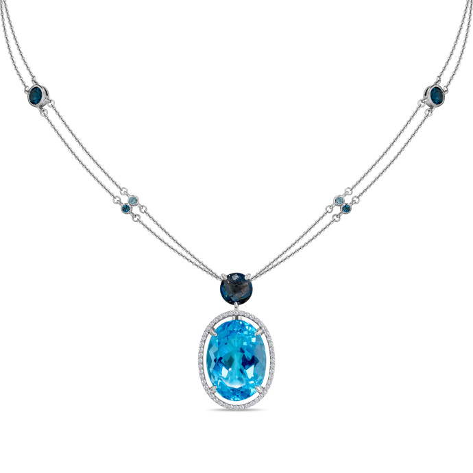 Колье с топазами, бриллиантами и лондон топазом - фото 1 Колье с топазами, бриллиантами и лондон топазом - фото 1
