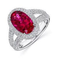 Кольцо с бриллиантами и рубеллитом - фото 1