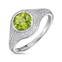 Кольцо с бриллиантами и перидотом - фото 1 Кольцо с бриллиантами и перидотом - фото 1