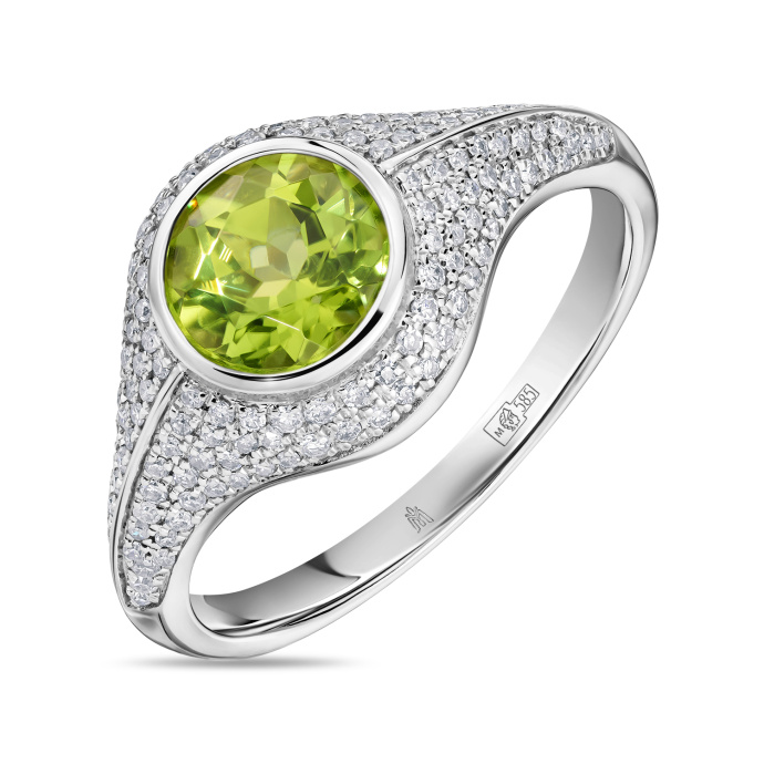 Кольцо с бриллиантами и перидотом - фото 1 Кольцо с бриллиантами и перидотом - фото 1