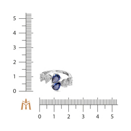 Кольцо с бриллиантами и сапфирами