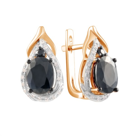 Серьги с бриллиантами и цветными сапфирами