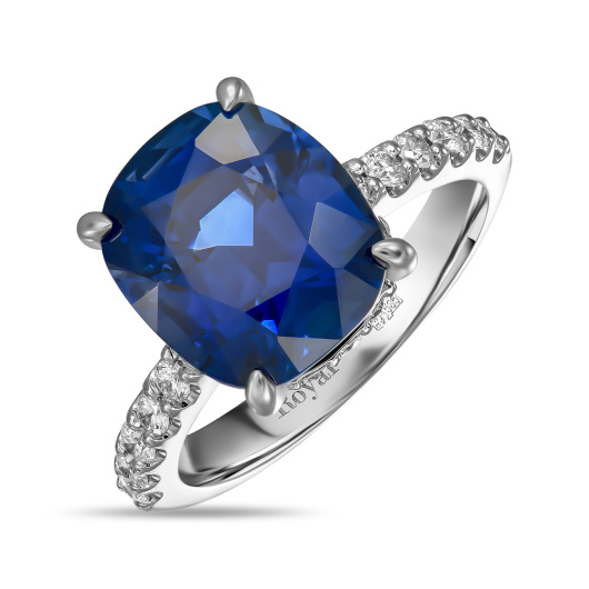 Кольцо с бриллиантами и сапфиром