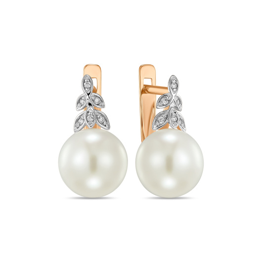 Серьги с жемчугом и фианитами