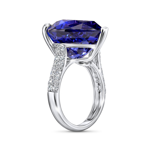Кольцо с бриллиантом и танзанитом