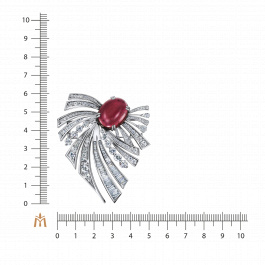 Брошь с бриллиантом и рубеллитом
