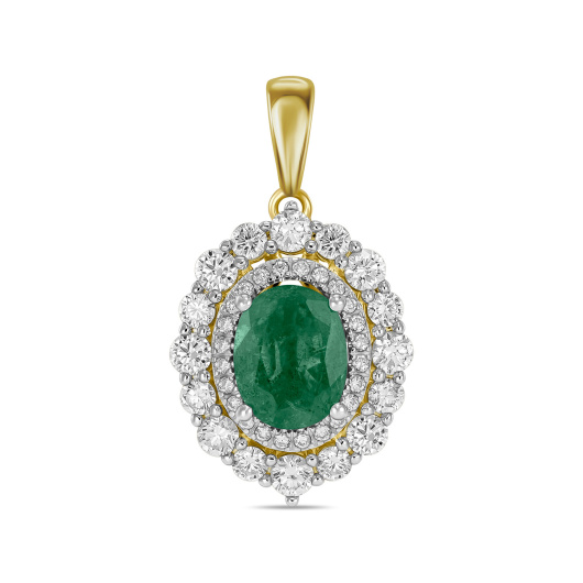 Подвеска с бриллиантами и изумрудом