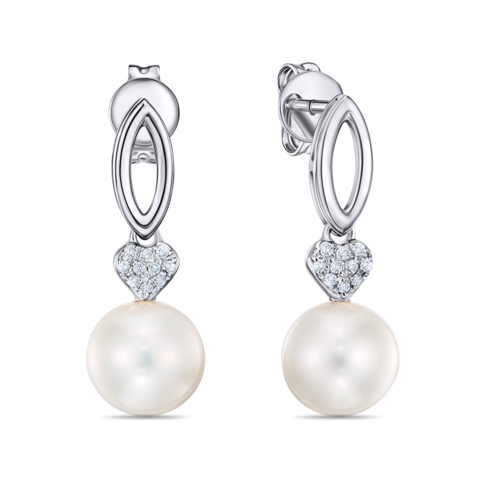 Серьги с бриллиантами и жемчугом - фото 1