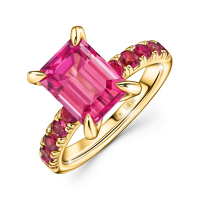 Кольцо с рубеллитом и турмалинами - фото 1