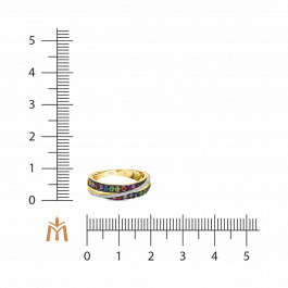 Кольцо с аметистами, гранатами, бриллиантами, рубинами и цветными сапфирами