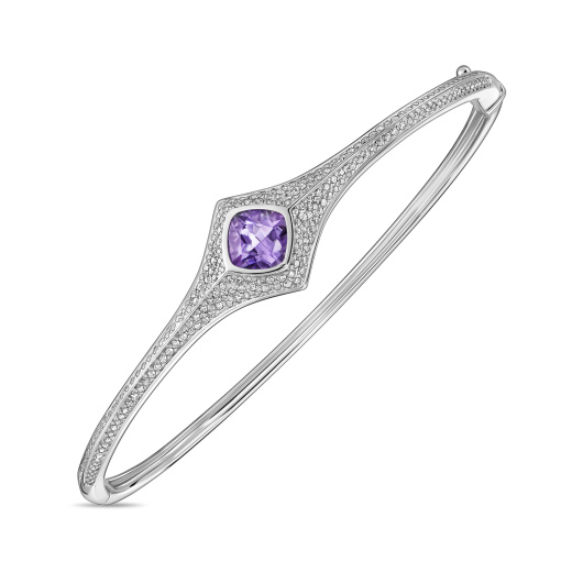 Браслет жесткий с бриллиантами и аметистом