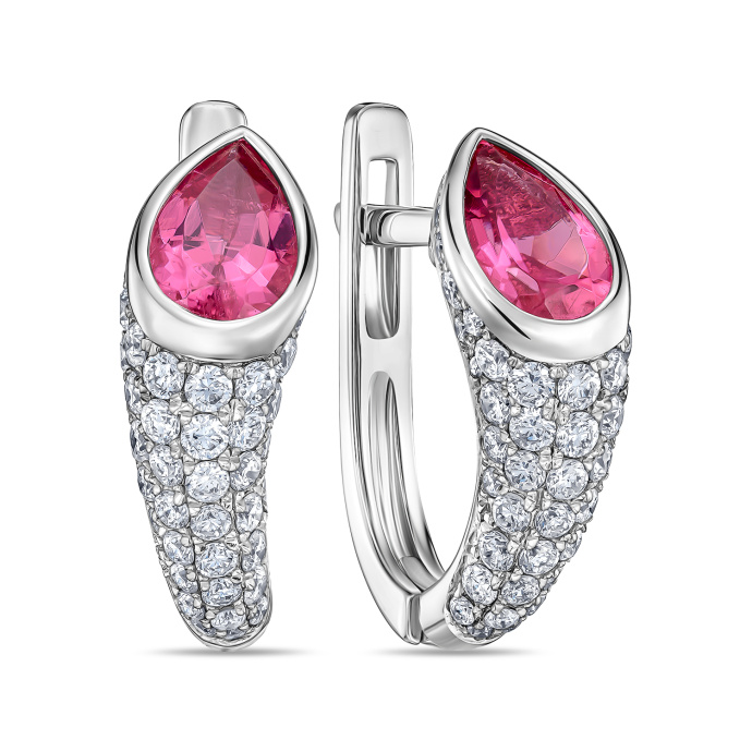 Серьги с бриллиантами и рубеллитами - фото 1 Серьги с бриллиантами и рубеллитами - фото 1