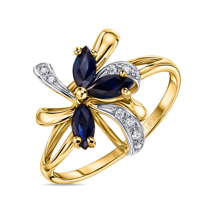 Кольцо с бриллиантами и сапфирами - фото 1 Кольцо с бриллиантами и сапфирами - фото 1