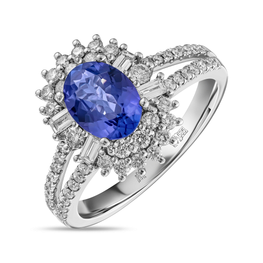 Кольцо с бриллиантами и танзанитом