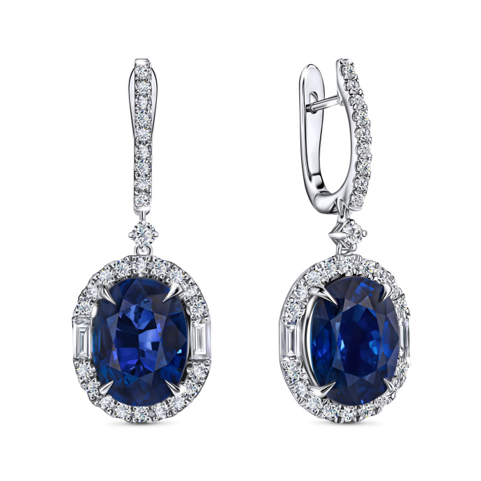 Серьги с бриллиантами и сапфирами - фото 1 Серьги с бриллиантами и сапфирами - фото 1