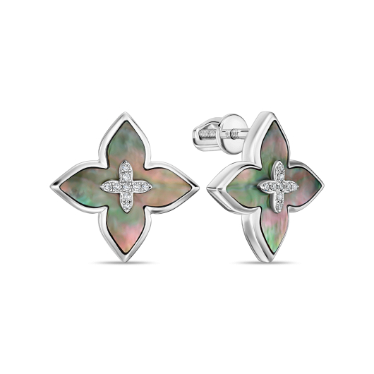 Серьги с бриллиантами и перламутром