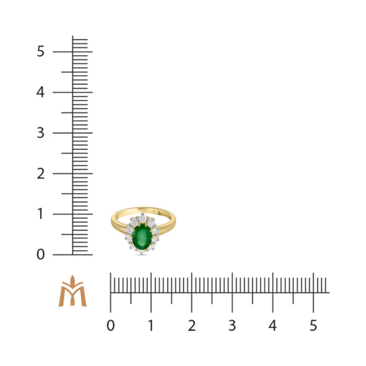 Кольцо с бриллиантами и изумрудом
