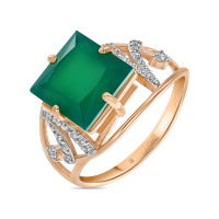 Кольцо с агатом и фианитом - фото 1 Кольцо с агатом и фианитом - фото 1