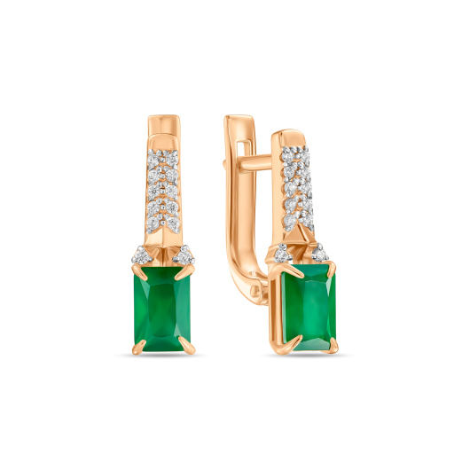 Серьги с агатами и фианитами