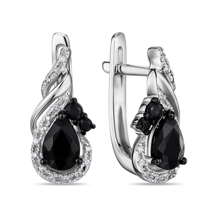 Серьги с бриллиантами и цветными сапфирами - фото 1