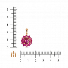 Подвеска с облагороженным рубином и рубинами