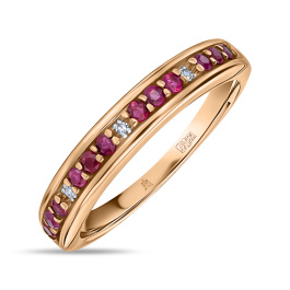 Кольцо с бриллиантами и рубинами