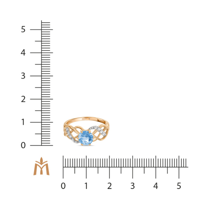 Кольцо с топазом и фианитом - фото 2