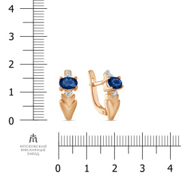 Серьги с сапфирами и фианитом