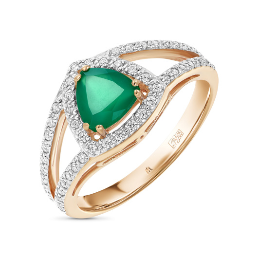 Кольцо с агатом и фианитом