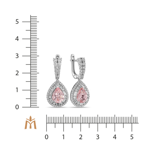 Серьги с бриллиантами и морганитами