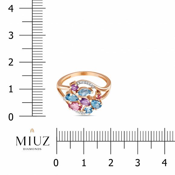Кольцо с аметистами, топазом, бриллиантами и турмалином R755-51718R002-R17 - Фото 2