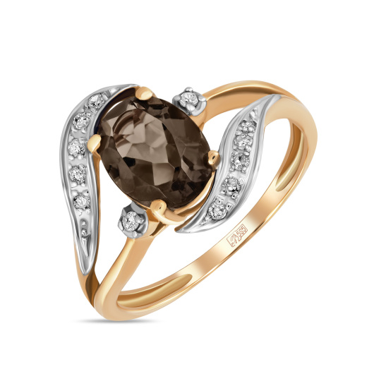 Кольцо с бриллиантами и кварцем