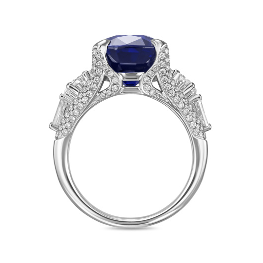 Кольцо с бриллиантами и сапфиром