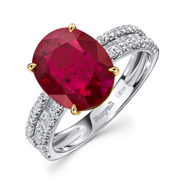 Кольцо с бриллиантами и рубином