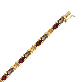 Браслет с цитринами, гранатом и дымчатым кварцем