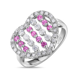 Кольцо с бриллиантами и цветными сапфирами