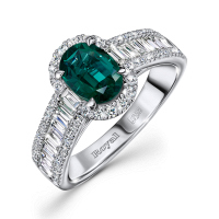 Кольцо с бриллиантами и изумрудом - фото 1