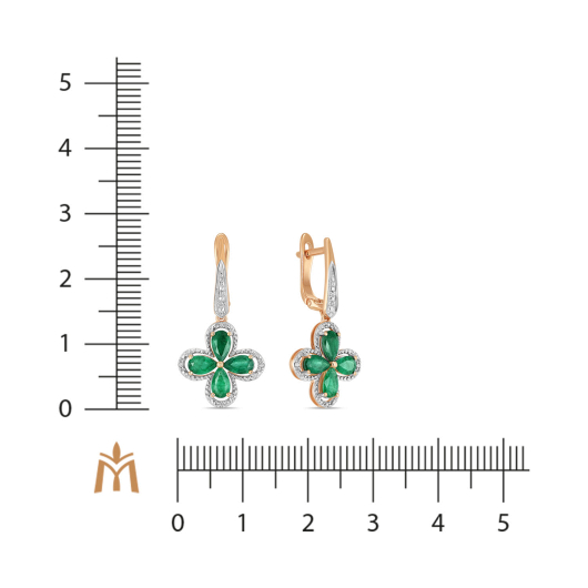 Серьги с бриллиантами и изумрудами